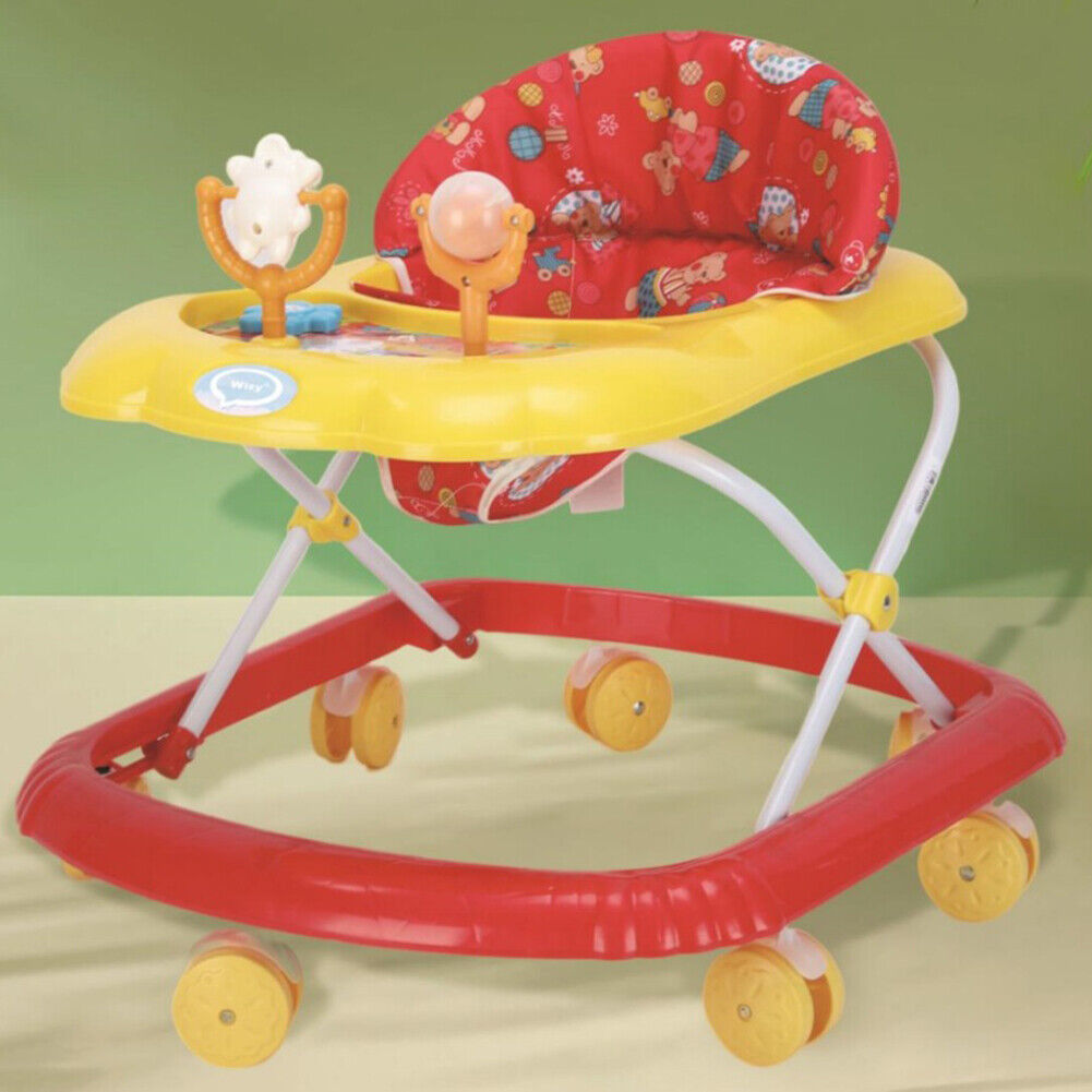 Girello Bambini Wizy Happy per Primi Passi con Chiusura Salvaspazio e Console Gioco -Rosso