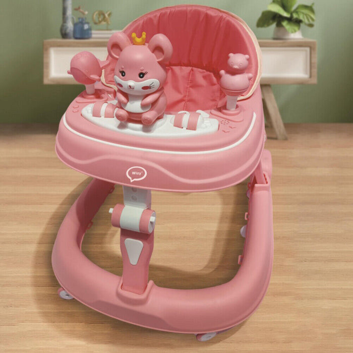 Girello Bambini Wizy PRO Primi Passi Chiusura Salvaspazio con Giochi Intperattivi colore Rosa