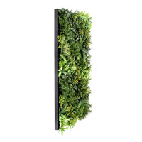 Giungla - Quadro vegetale con foglie e fiori, cornice nera in PVC, 100x50 cm