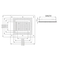 Soffione doccia led a soffitto installazione da incasso con cascata acciaio inox rettangolare