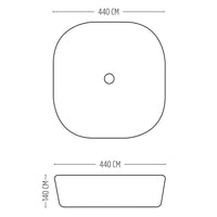 Lavabo da appoggio ceramica bianco tondeggiante lavandino lavello arredo 44x44x14 cm *** finitura- opaco, confezione 1