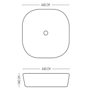 Lavabo da appoggio ceramica bianco tondeggiante lavandino lavello arredo 44x44x14 cm *** finitura- opaco, confezione 1