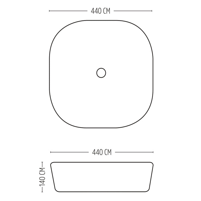 Lavabo da appoggio ceramica bianco tondeggiante lavandino lavello arredo 44x44x14 cm *** finitura- opaco, confezione 1