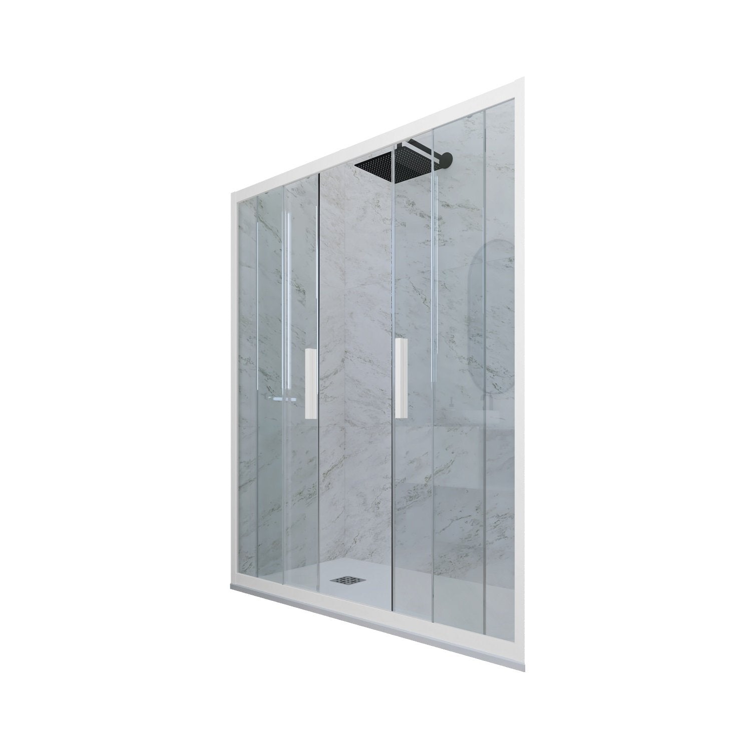 Porta doccia scorrevole 130 CM H 200 Vetro Trasparente Profilo Bianco Matt mod. Glam