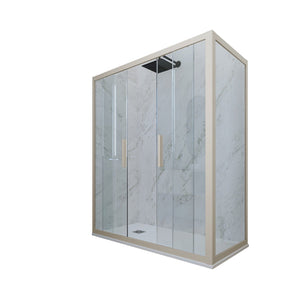 Box doccia 2 ante scorrevoli 70x160 CM H 200 Vetro Trasparente Profilo Champagne mod. Glam Duo