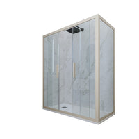 Box doccia 2 ante scorrevoli 90x160 CM H 200 Vetro Trasparente Profilo Champagne mod. Glam Duo