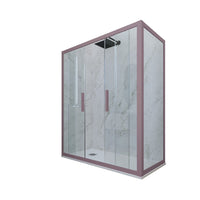 Box doccia 2 ante scorrevoli 80x170 CM H 200 Vetro Trasparente Profilo Lavanda mod. Glam Duo