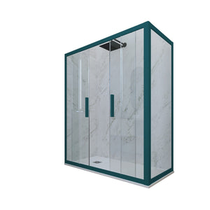 Box doccia 2 ante scorrevoli 70x120 CM H 200 Vetro Trasparente Profilo Verde Night Watch mod. Glam Duo