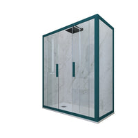 Box doccia 2 ante scorrevoli 80x150 CM H 200 Vetro Trasparente Profilo Verde Night Watch mod. Glam Duo