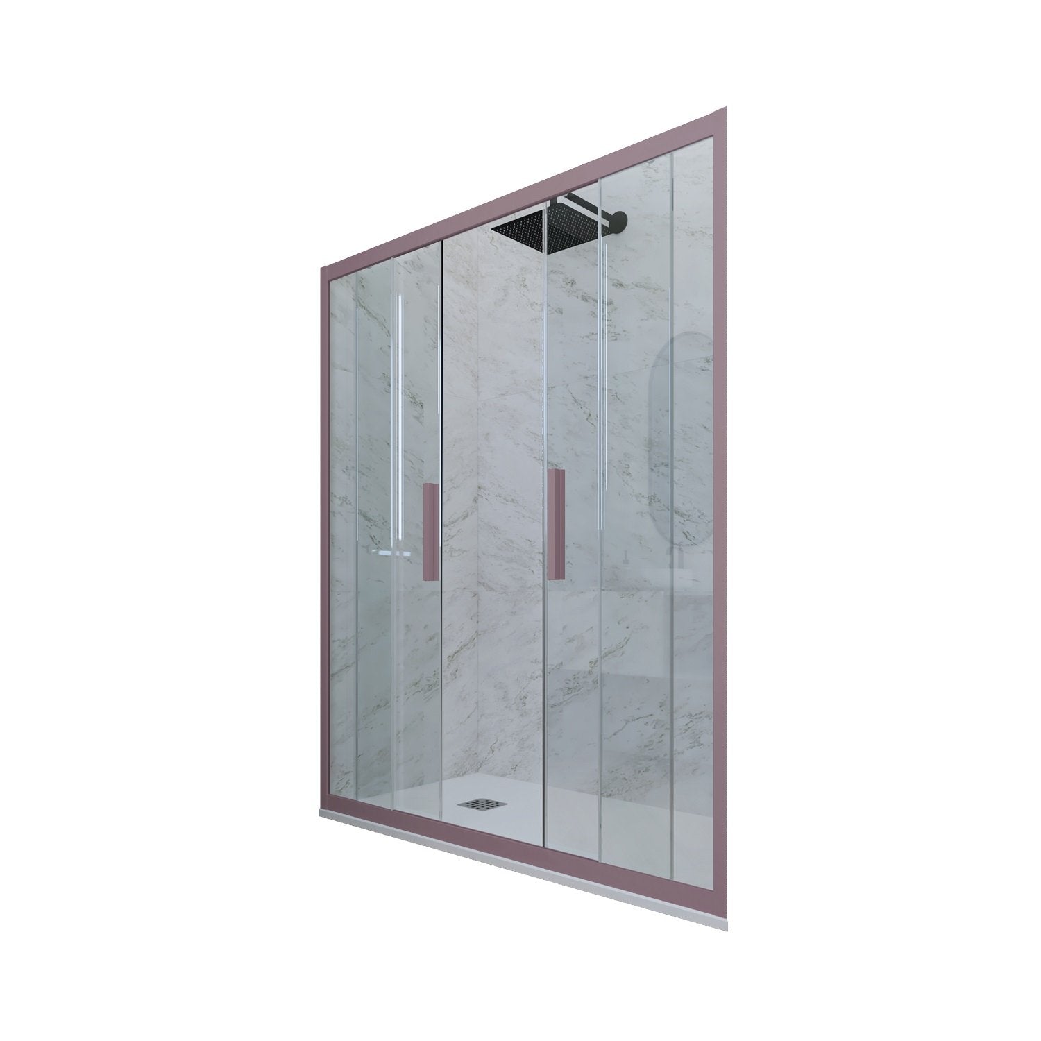 Porta doccia scorrevole 170 CM H 200 Vetro Trasparente Profilo Lavanda mod. Glam