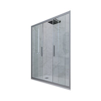 Porta doccia scorrevole 150 CM H 200 Vetro Trasparente Profilo Silver mod. Glam