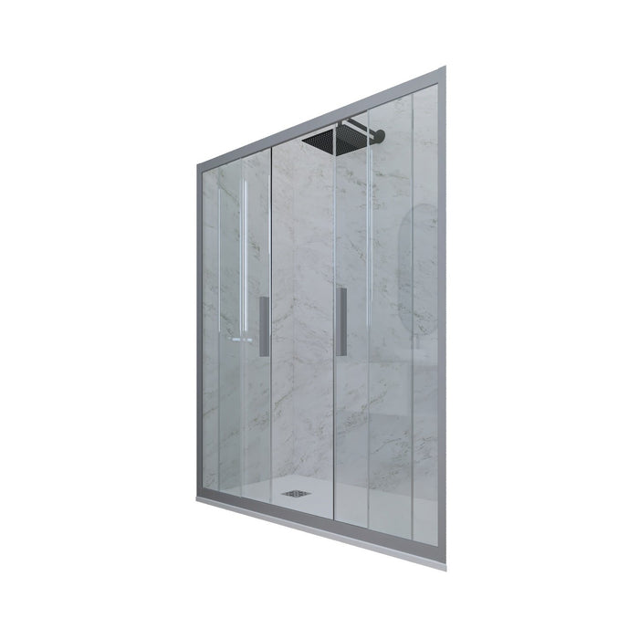 Porta doccia scorrevole 160 CM H 200 Vetro Trasparente Profilo Silver mod. Glam