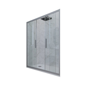 Porta doccia scorrevole 130 CM H 200 Vetro Trasparente Profilo Silver mod. Glam