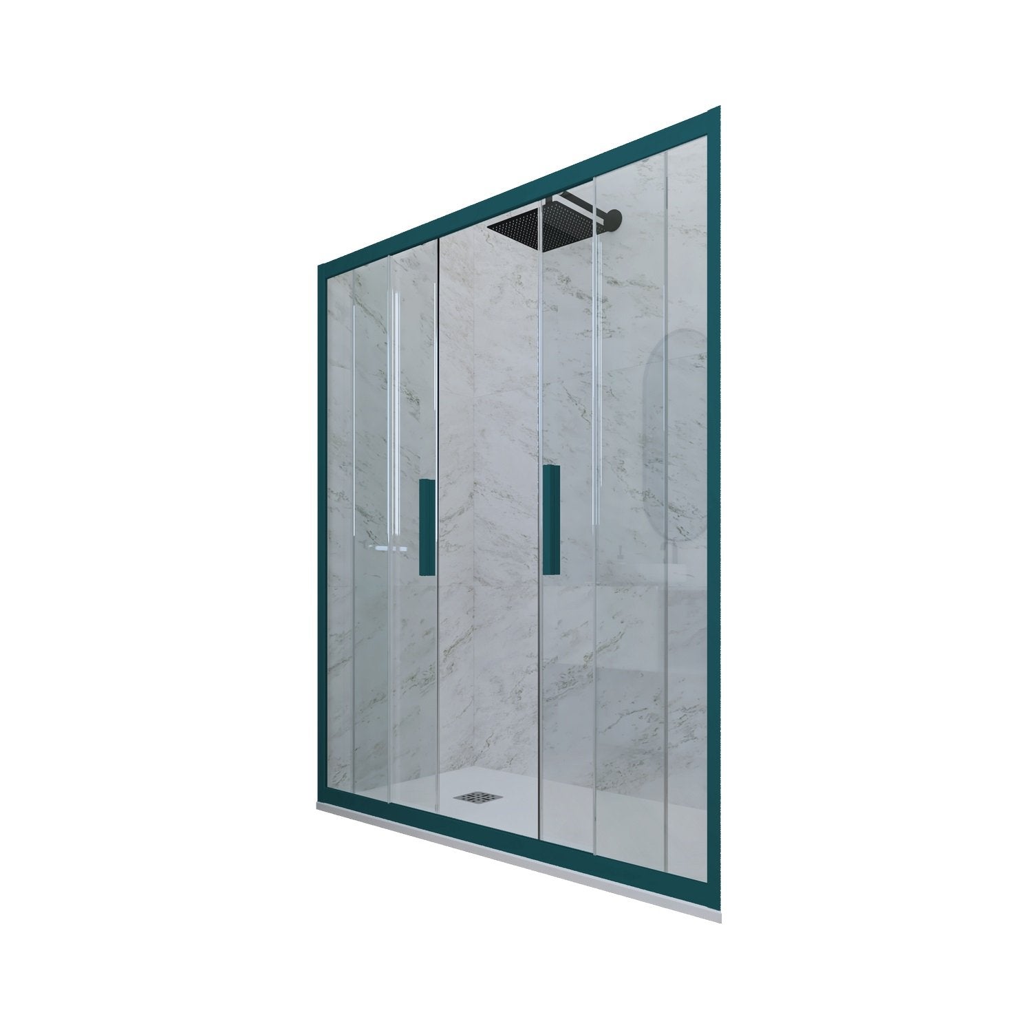 Porta doccia scorrevole 130 CM H 200 Vetro Trasparente Profilo Verde night watch mod. Glam