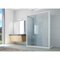 Box doccia 3 lati 75x140x75 CM H 200 Vetro Trasparente Profilo Bianco mod. Glax 3 lati