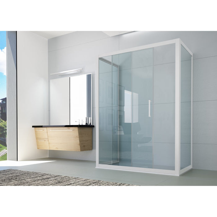 Box doccia 3 lati 80x170x80 CM H 200 Vetro Trasparente Profilo Bianco mod. Glax 3 lati