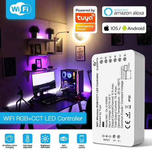 Gledopto RGB CCT striscia LED controller wifi GL-C-008 vocale/controllo WIFI DC 12-24 V - ZENCOCCO