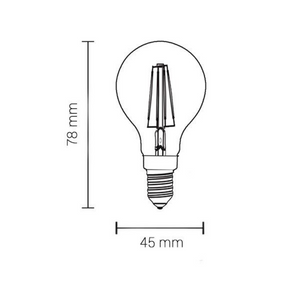 Lampadina led filamento sfera attacco e14 potenza 4 watt temperatura colore lampada 2700k bianco caldo