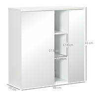 Specchiera da Bagno 2 Ante 60x20x61 cm Ripiani Aperti Bianco