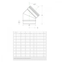 Gomito curva acciaio inox 180mm 5 decimi aisi 304, scegli se  45 gradi