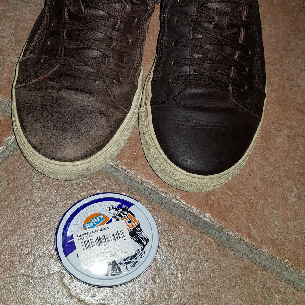 Grasso foca grasso naturale per il trattamento di scarpe di pelle e cuoio, scegli il formato  50ml