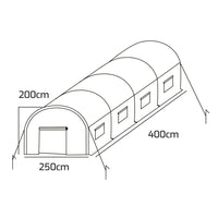 Serra da coltivazione 2.5x4 M serra da giardino con struttura a tunnel in acciaio zincato e copertura in PE retinato. Greenhouse da 10mq 250x400x190cm