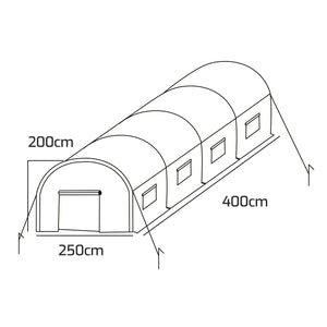 Serra da coltivazione 2.5x4 M serra da giardino con struttura a tunnel in acciaio zincato e copertura in PE retinato. Greenhouse da 10mq 250x400x190cm