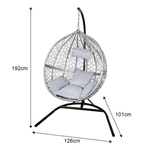 Sedia a Dondolo a Uovo Poltrona Sospesa in Vimini Rattan da Giardino Poltroncina Sedia a Sospensione - Grigio