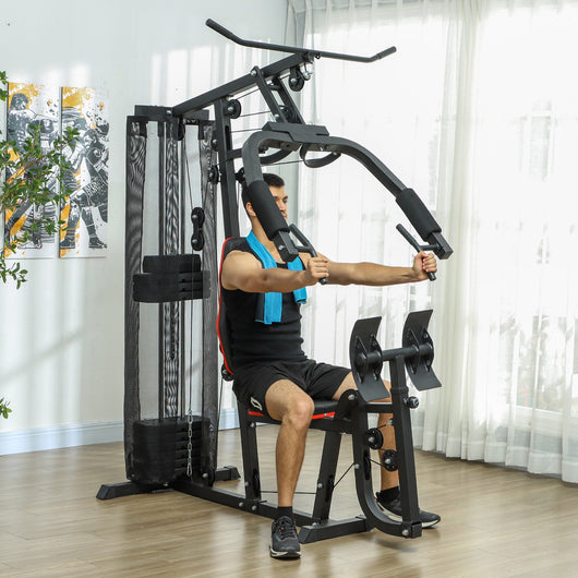 Stazione Fitness Multifunzione con 45 kg di Pesi 160x108x200 cm Nero