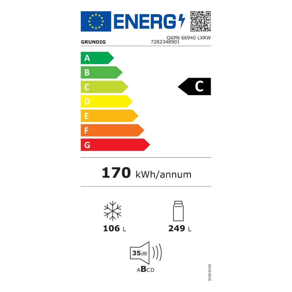 Grundig frigorifero combinato libera installazione Total NO FROST 355 litri Dark Inox GKPN66940LXRW