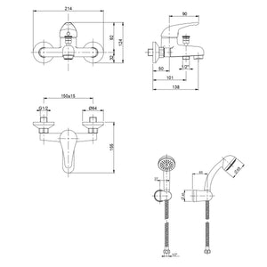 Gruppo vasca esterno da incasso con kit doccia cromato star