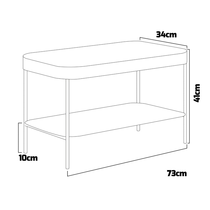 Guru - Panca da ingresso in metallo e legno da 72x34x41 cm con vano portascarpe