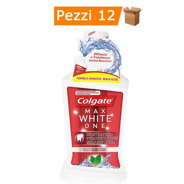 Multipack da 12 colluttori colgate max white one menta sensazionale - confezioni da 500 ml