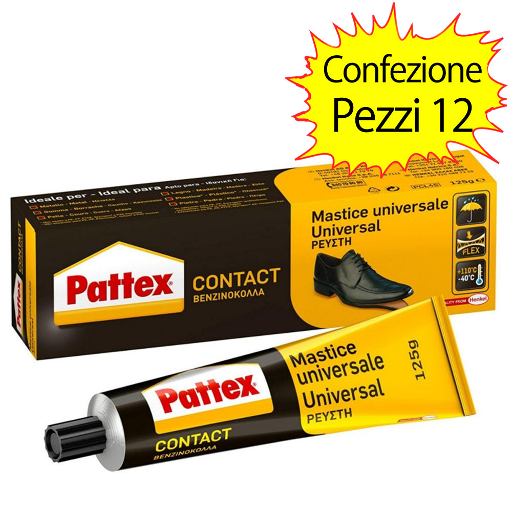 Pattex contact mastice universale 12 tubetti in astuccio da 125 gr ciascuno