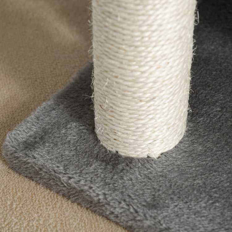 Albero Tiragraffi per Gatti Cuccia e 2 Palline 40x30x43 cm in Peluche con Palo in Sisal Grigio