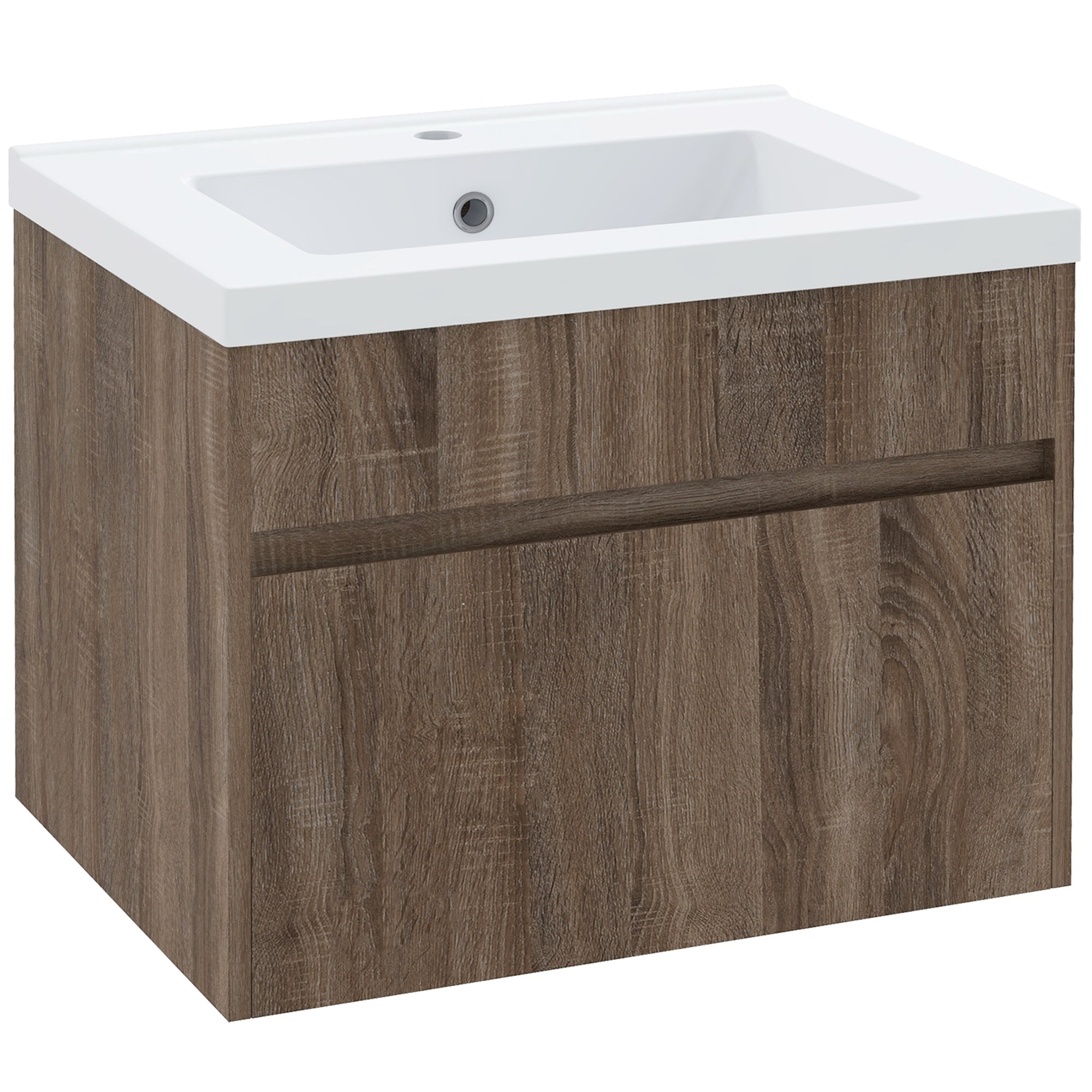 Mobile Lavabo 1 Cassetto 60x45,5x45 cm in Truciolato e Ceramica Marrone Chiaro