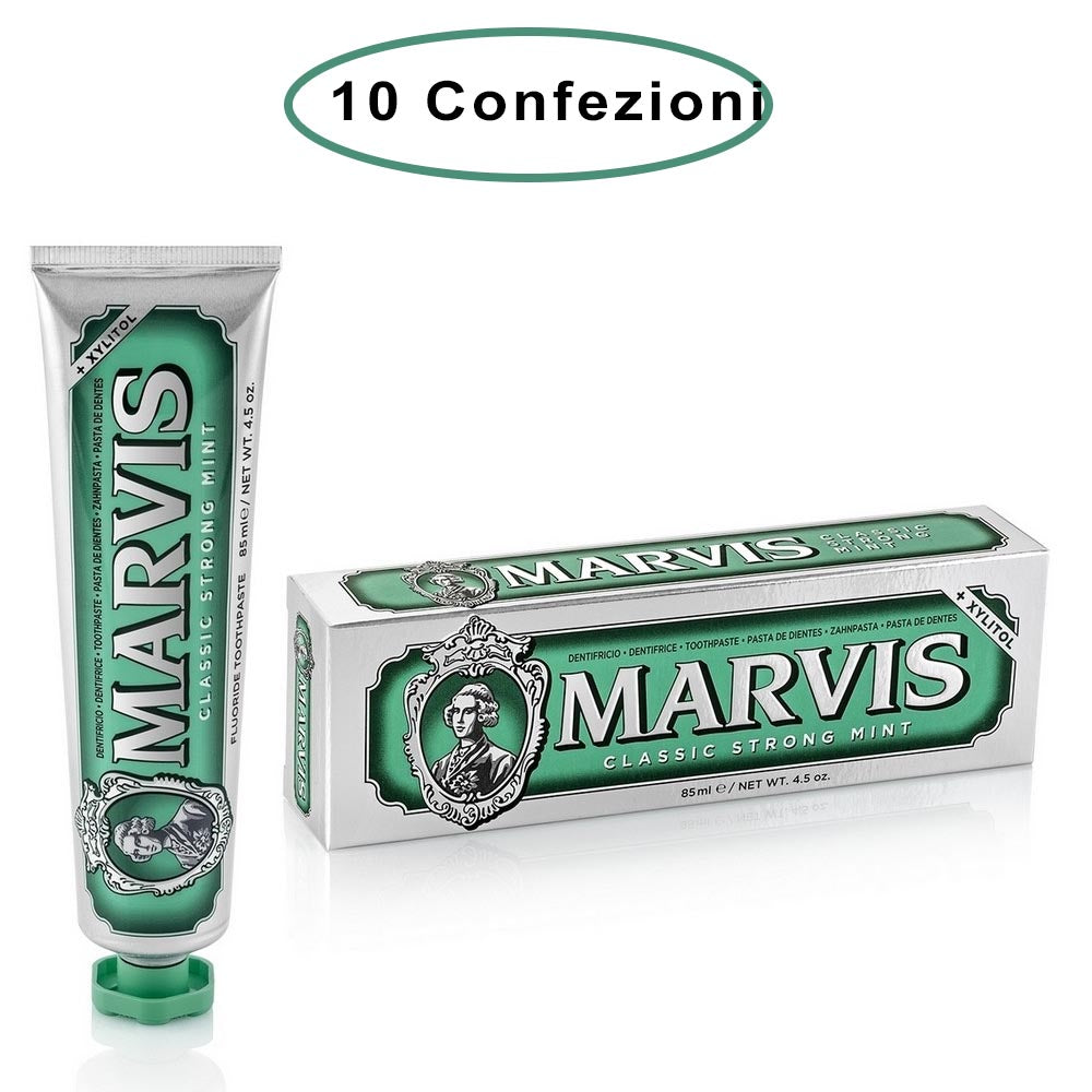 Marvis dentifricio cura delle gengive classic strong mint 10 confezioni da 85 ml