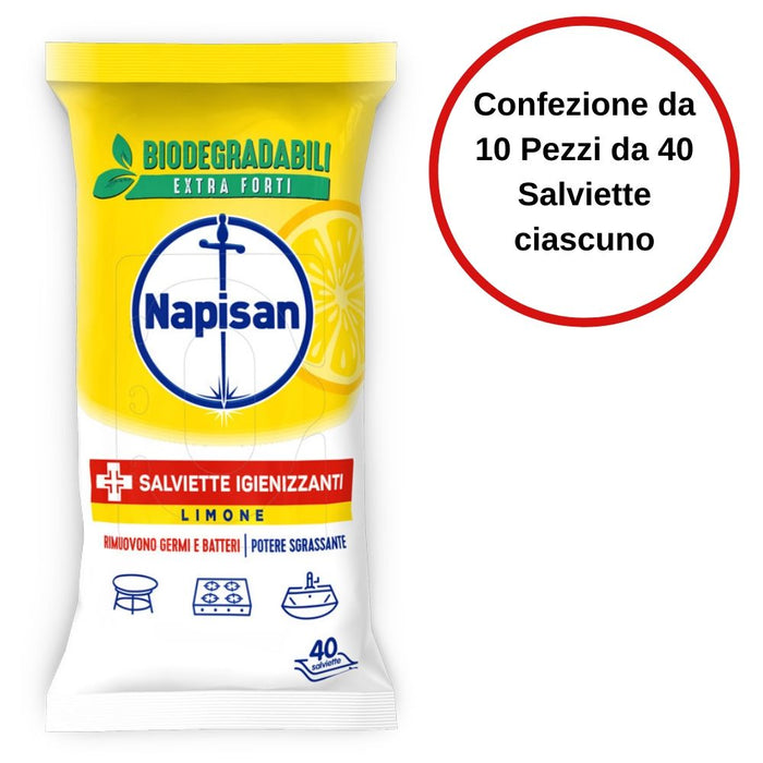 Napisan salviette igienizzanti al limone confezione da 10 pezzi da 40 salviette