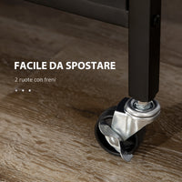 Carrello da Cucina 3 Livelli 75x43,5x91 cm con 2 Ruote e Cesto Estraibile color Legno e Nero