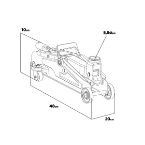 Herk 25 - Cric sollevatore martinetto idraulico per auto, capacità 2,5 t