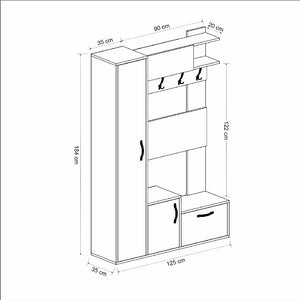 Mobile Ingresso Seina, Bianco, Truciolare Melaminico, 125x35x184 cm, EPIKASA