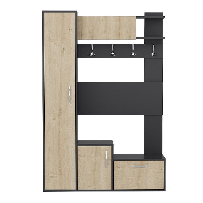 Mobile Ingresso Seina, Rovere, Truciolare Melaminico, 125x35x184 cm, EPIKASA