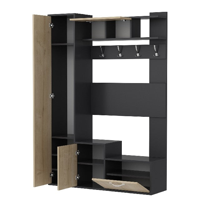 Mobile Ingresso Seina, Rovere, Truciolare Melaminico, 125x35x184 cm, EPIKASA