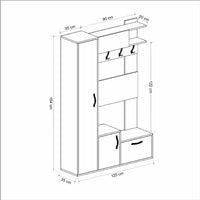 Mobile Ingresso Seina, Rovere, Truciolare Melaminico, 125x35x184 cm, EPIKASA