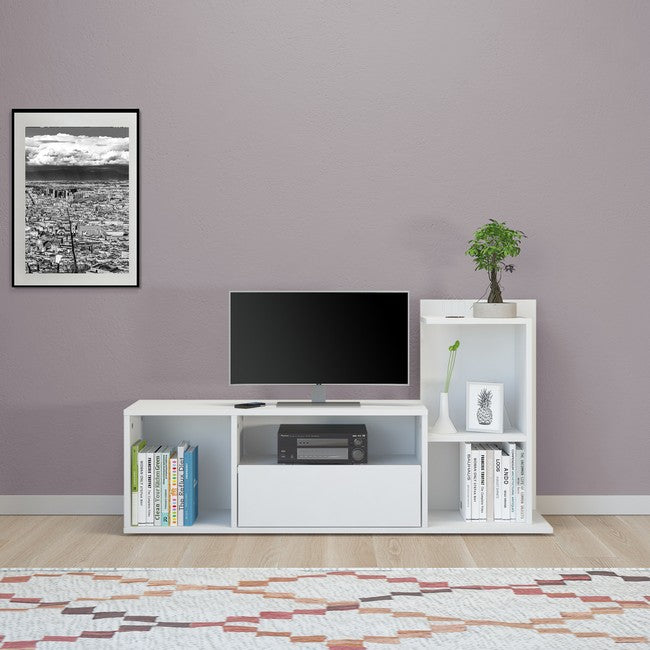 Mobile Porta Tv Sumatra, Bianco, Truciolare Melaminico, 150x22x25 cm, EPIKASA