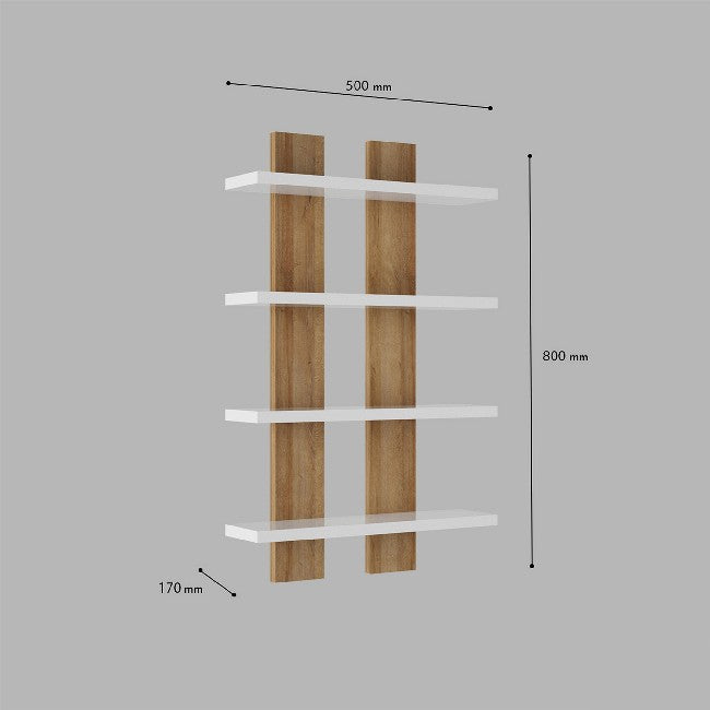 Mensola Nergis, Rovere, Truciolare Melaminico, 50x17x80 cm, EPIKASA