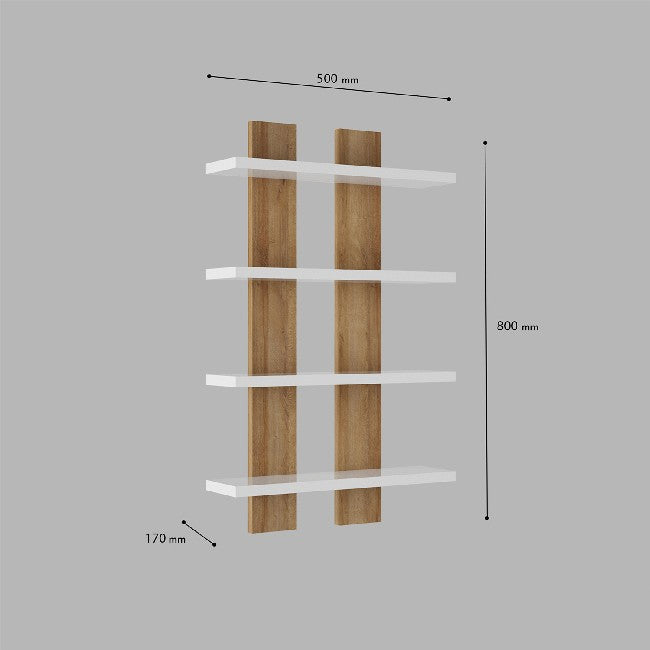 Mensola Nergis, Rovere, Truciolare Melaminico, 50x17x80 cm, EPIKASA