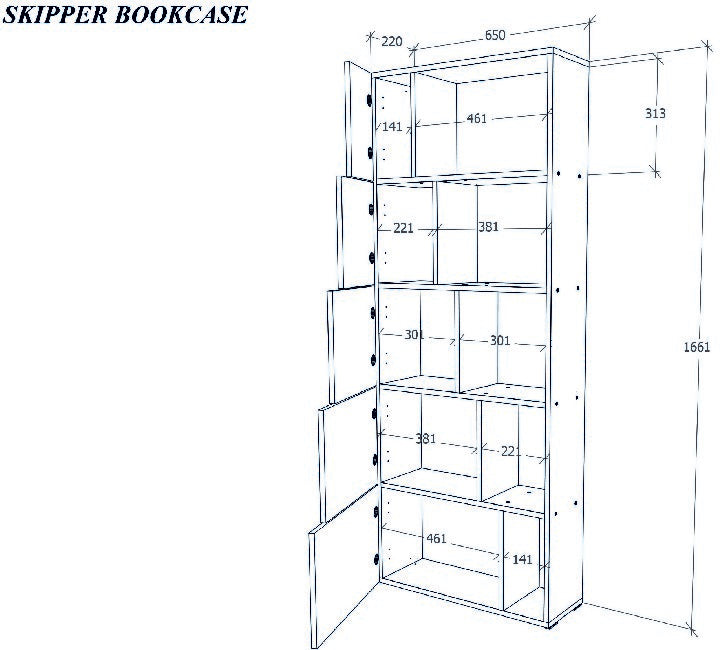 Libreria Skipper, Bianco, Truciolare Melaminico, 65x22x166 cm, EPIKASA