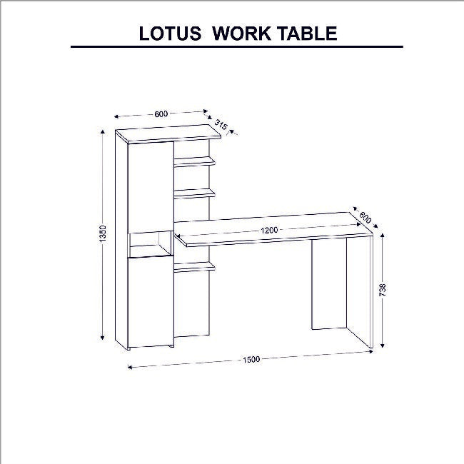 Scrivania Lotus, Antracite, Truciolare Melaminico, 150x60x135 cm, EPIKASA