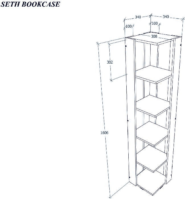 Libreria Seth, Bianco, Truciolare Melaminico, 34x34x161 cm, EPIKASA